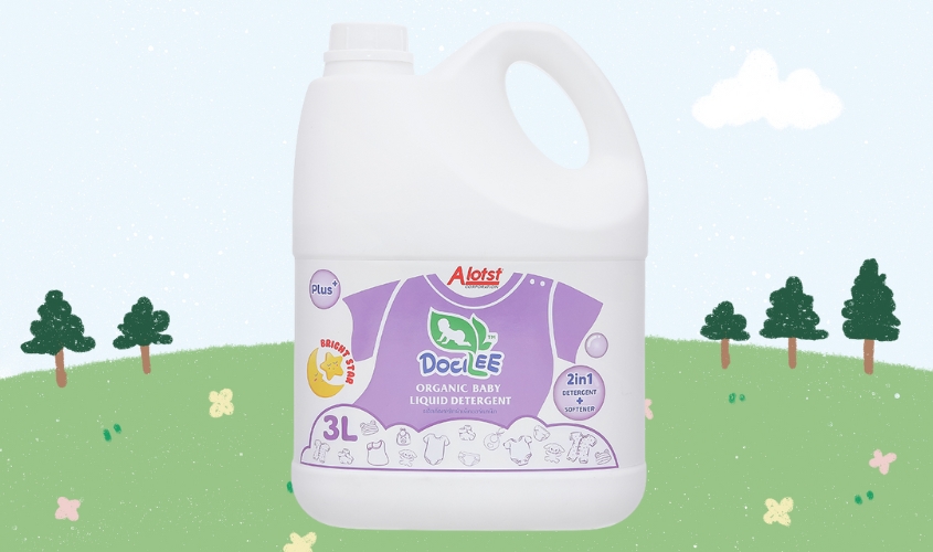 Nước giặt xả quần áo cho bé Docilee Organic - Bright Star hương phấn thơm can 3 lít