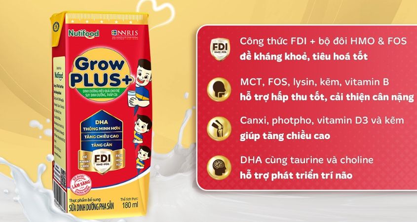 Sữa pha sẵn Nutifood GrowPLUS+ đỏ hương vani 180 ml cho trẻ suy dinh dưỡng, thấp còi Sữa pha sẵn Nutifood GrowPLUS+ đỏ hương vani 180 ml cho trẻ suy dinh dưỡng, thấp còi