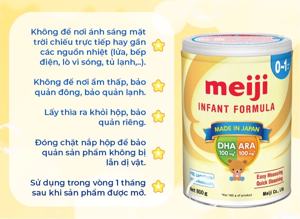 Cách bảo quản sữa Meiji Infant Formula