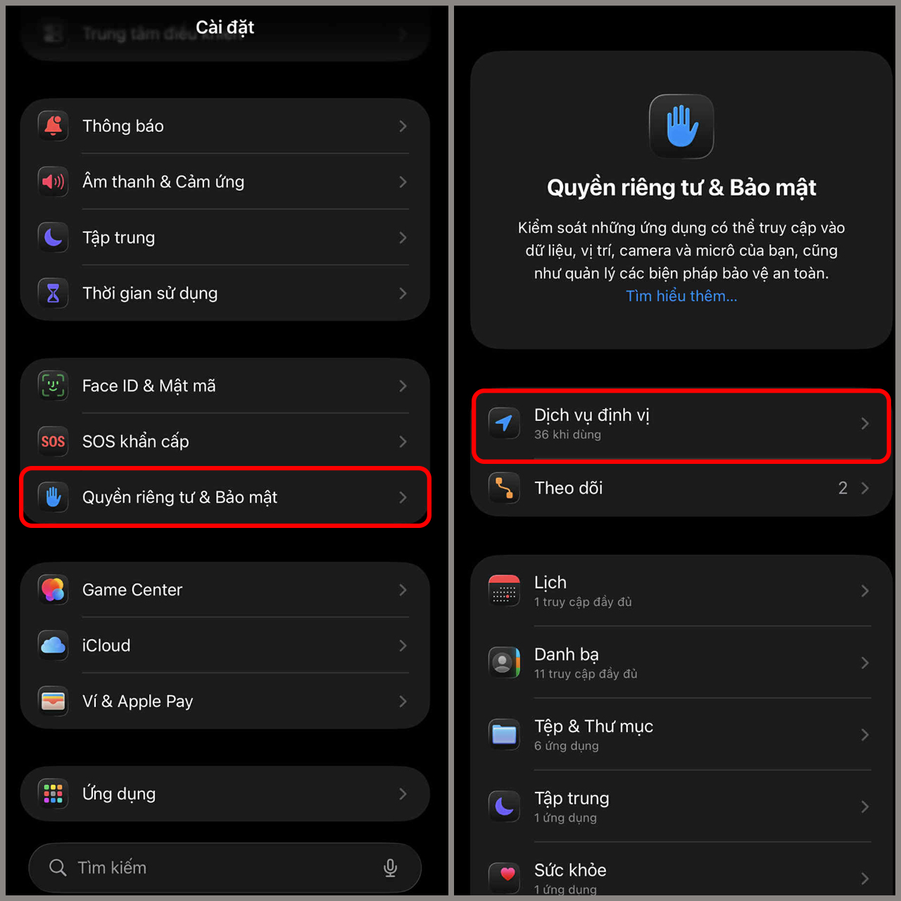 Cách bật vị trí iPhone