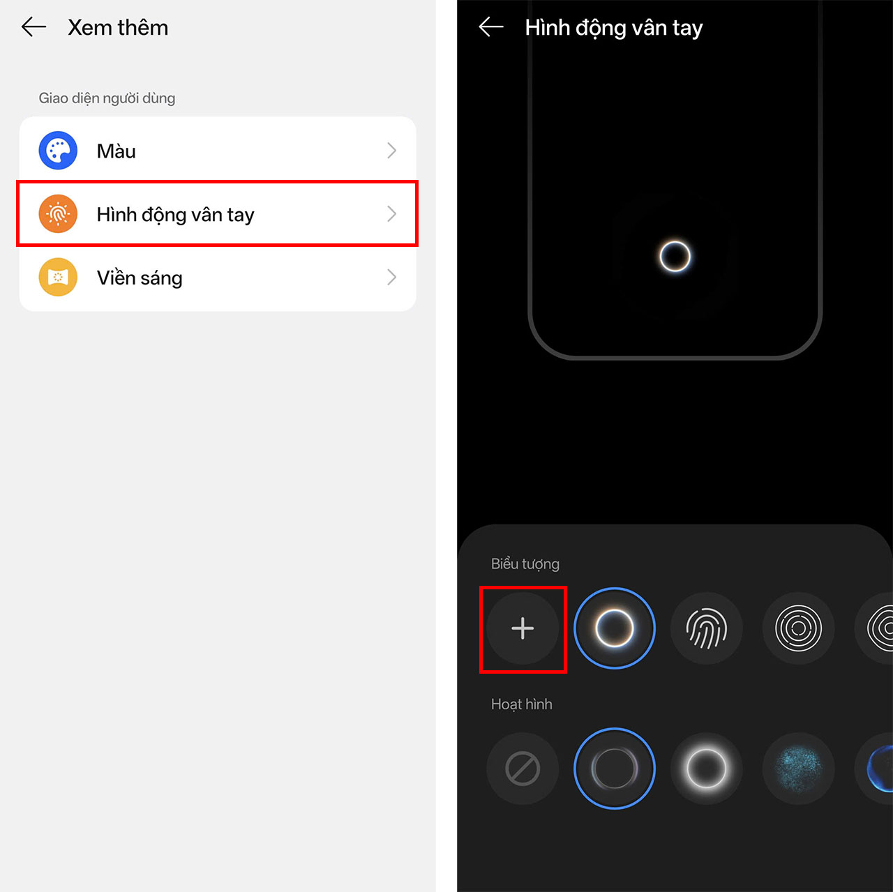 Cách cài hình động vân tay trên OPPO