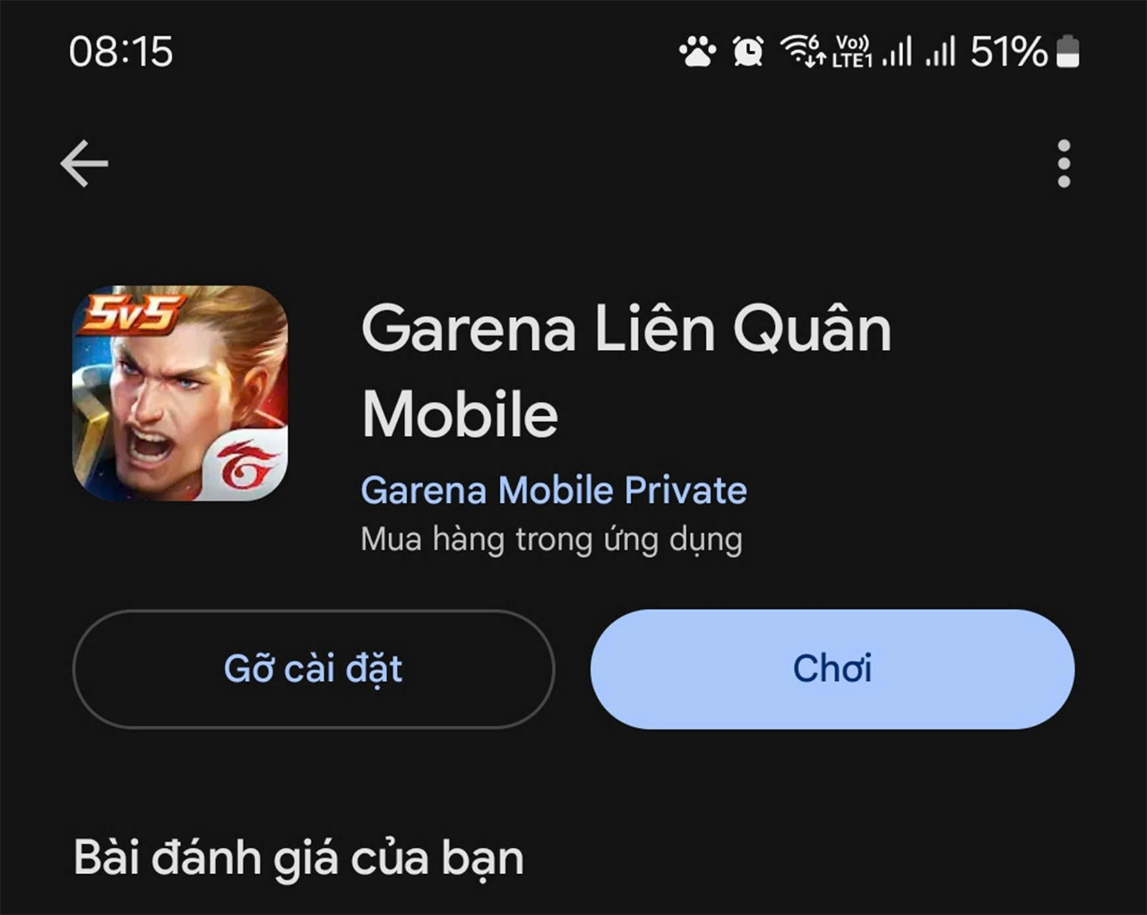 Lỗi cập nhật Liên Quân Mobile phiên bản mới