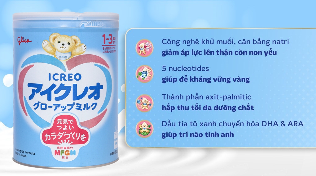 Sữa bột Glico Icreo số 1 820g (1 - 3 tuổi) Sữa bột Glico Icreo số 1 820g (1 - 3 tuổi)