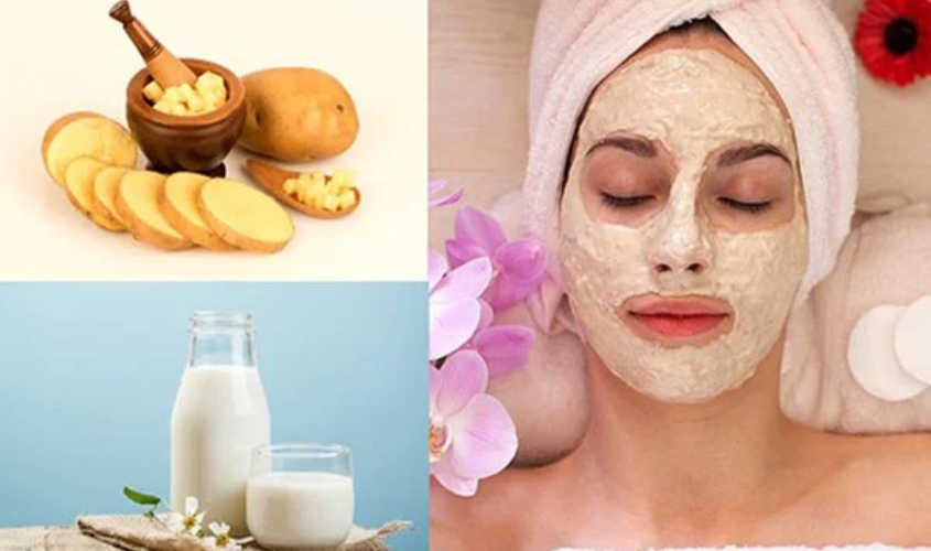 Đắp mặt nạ sữa chua không đường với khoai tây