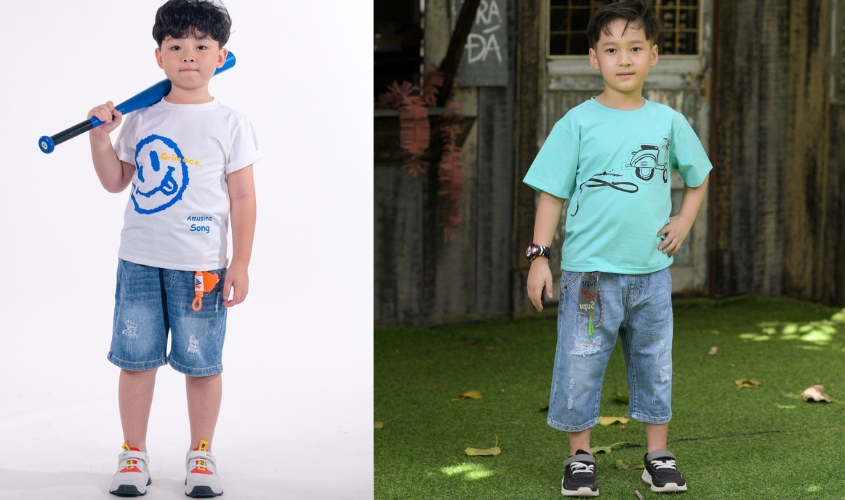 Áo thun cùng quần lửng cho bé trai