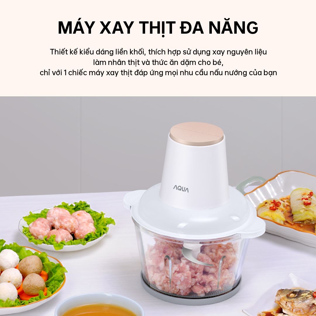 Máy xay thịt đa năng AQUA AQS-GGS201R(W)-VN 240W 1.8 lít đa năng, mạnh mẽ và dễ sử dụng