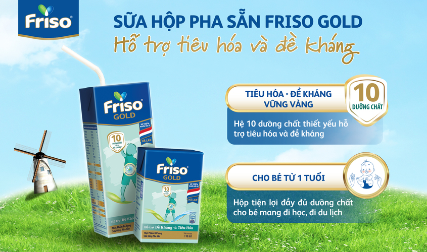 Sữa pha sẵn Friso Gold hương vani 180 ml và sữa pha sẵn Friso Gold hương vani 110 ml (từ 1 tuổi) Sữa pha sẵn Friso Gold hương vani 180 ml và sữa pha sẵn Friso Gold hương vani 110 ml (từ 1 tuổi)