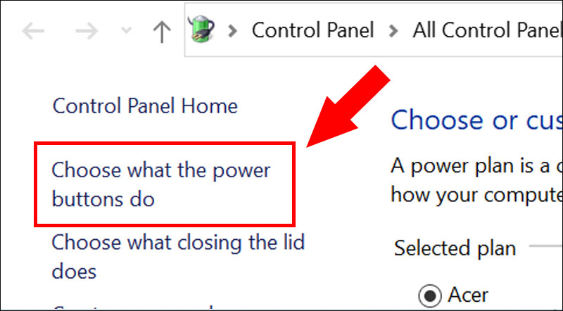 Tiếp tục chọn Choose what the power button do.