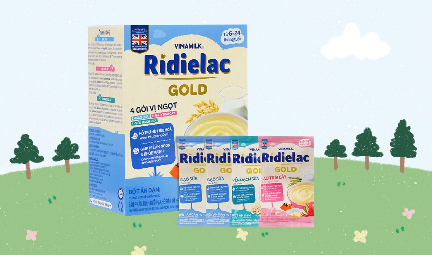 Bột ăn dặm Vinamilk Ridielac Gold 3 vị ngọt hộp 200g (6 - 24 tháng)