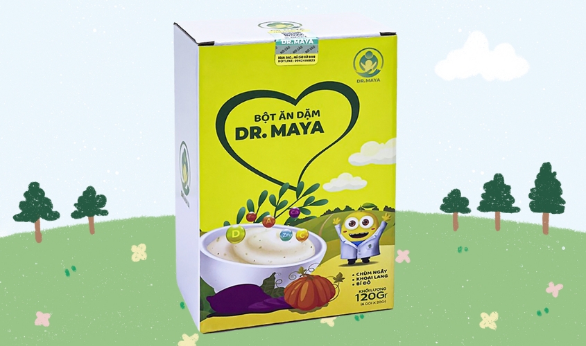 Bột ăn dặm Dr.Maya chùm ngây, khoai lang, bí đỏ hộp 120g (từ 5 tháng)