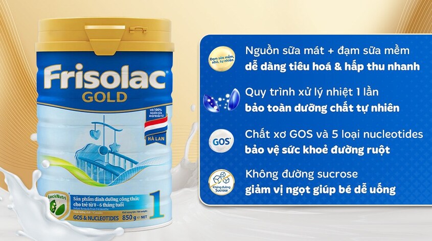 Sữa bột Friso Gold số 1 hương vani 850g (0 - 6 tháng)