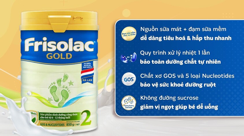 Sữa bột Friso Gold số 2 hương vani 850g (6 - 12 tháng)