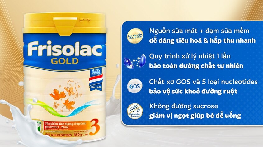 Sữa bột Friso Gold số 3 hương vani 850g (1 - 2 tuổi)