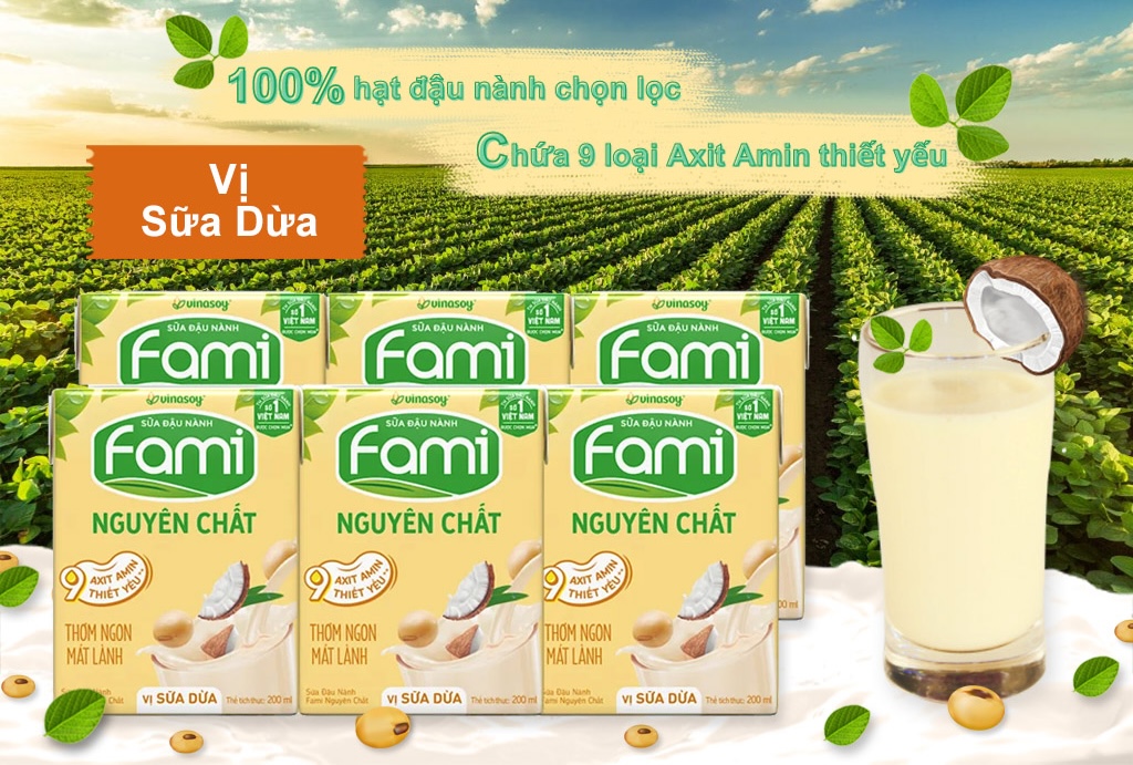 Lốc 6 hộp sữa đậu nành Fami sữa dừa 200ml
