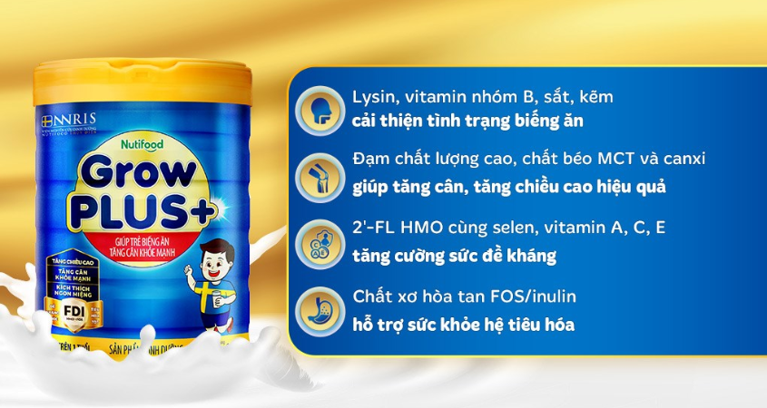 Sữa bột Nutifood GrowPLUS+ xanh hương vani 900g (từ 1 tuổi) giúp tăng cân Sữa bột Nutifood GrowPLUS+ xanh hương vani 900g (từ 1 tuổi) giúp tăng cân