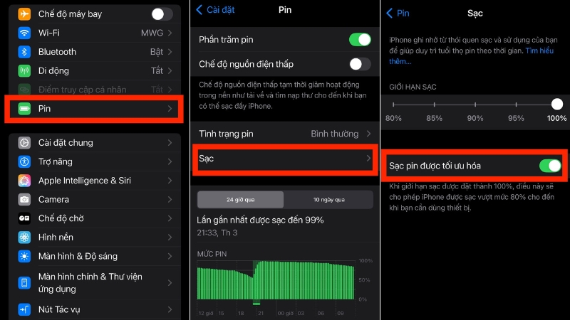 Bật sạc pin được tối ưu hóa