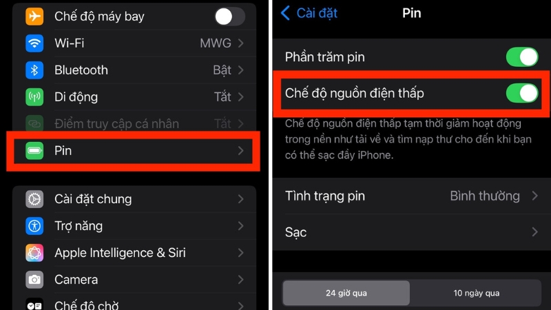 Bật chế độ nguồn điện thấp