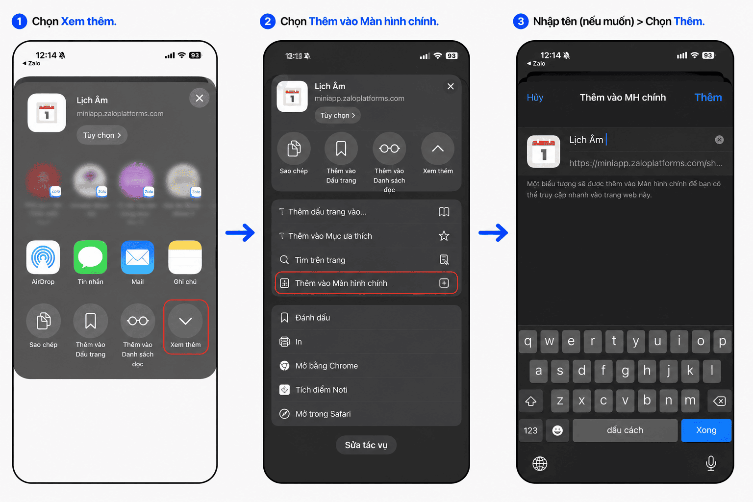 Hướng dẫn c&agrave;i lịch &acirc;m cho iPhone qua tiện &iacute;ch Zalo