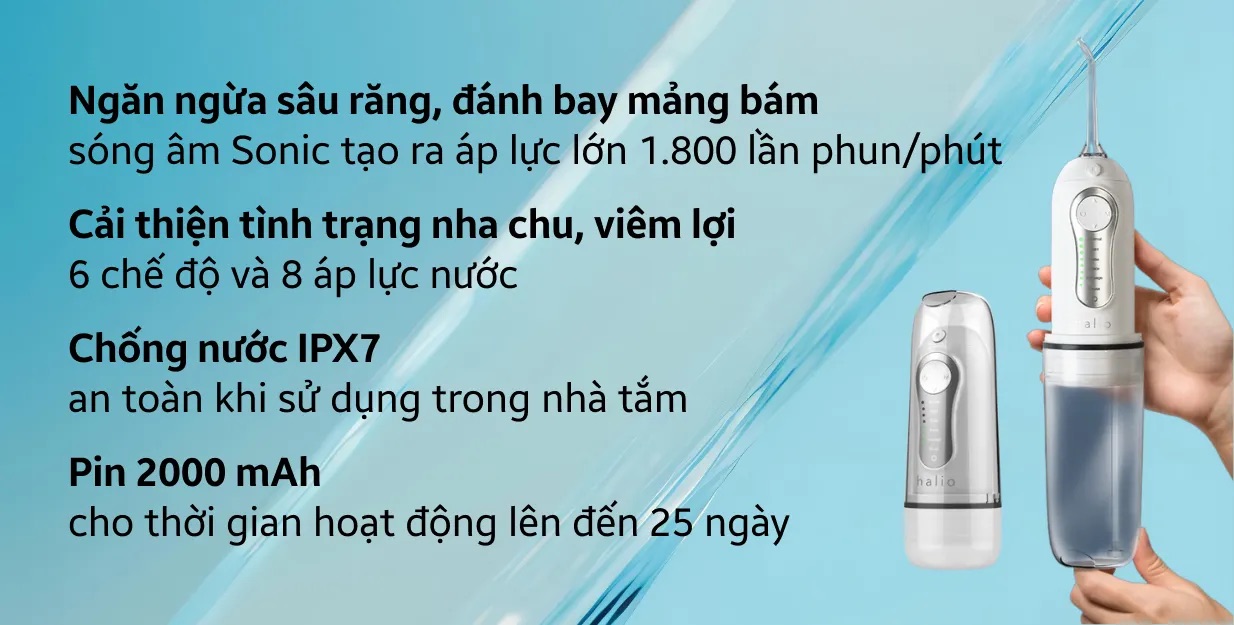 Máy tăm nước cầm tay 6 chế độ Halio Professional Cordless Oral Irrigator