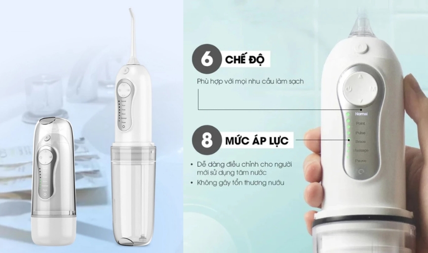 Máy tăm nước cầm tay 6 chế độ Portable Oral Irrigator có thể điều chỉnh 8 cấp độ