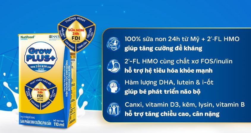 Thùng 48 hộp sữa non pha sẵn Nutifood GrowPLUS+ vàng hương vani 110 ml (từ 2 tuổi) Thùng 48 hộp sữa non pha sẵn Nutifood GrowPLUS+ vàng hương vani 110 ml (từ 2 tuổi)