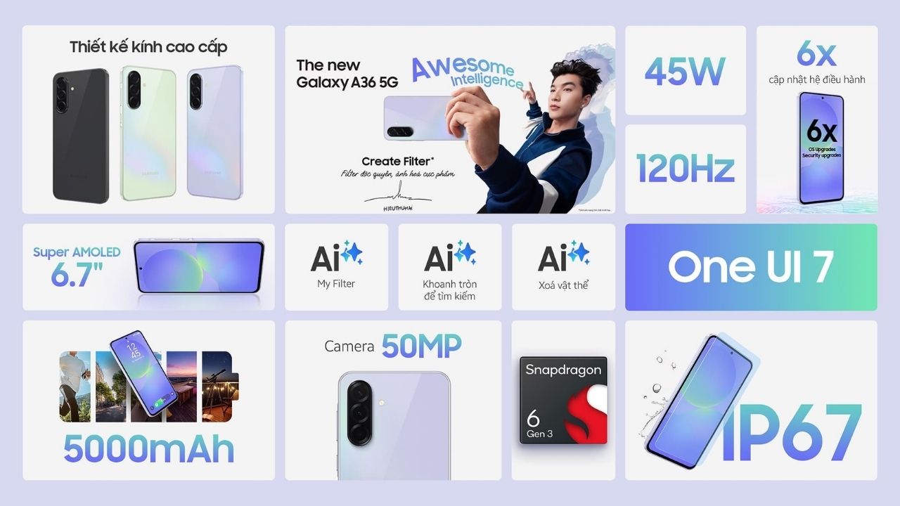 Điện thoại Samsung Galaxy A36 5G 8GB/256GB Điện thoại Samsung Galaxy A36 5G 8GB/256GB