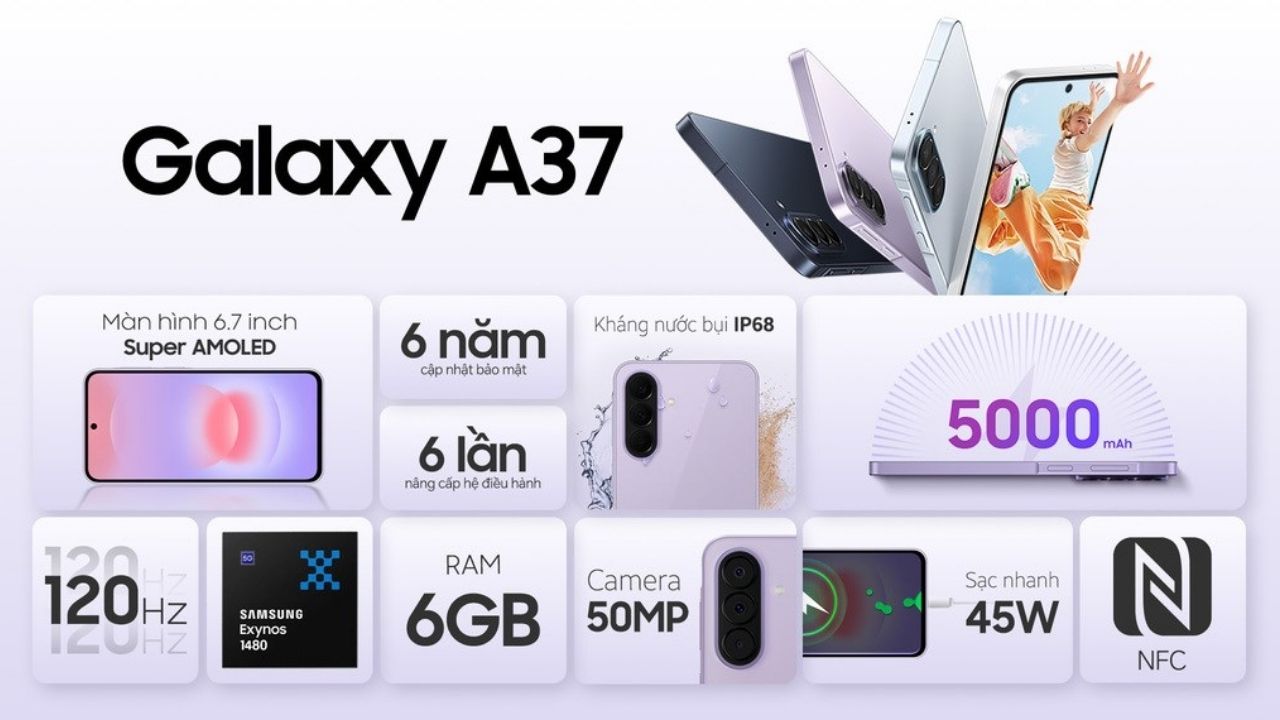 Điện thoại Samsung Galaxy A37 5G 6GB/128GB Điện thoại Samsung Galaxy A37 5G 6GB/128GB