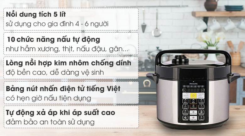 Nồi áp suất điện Philips HD2136/66 5 lít
