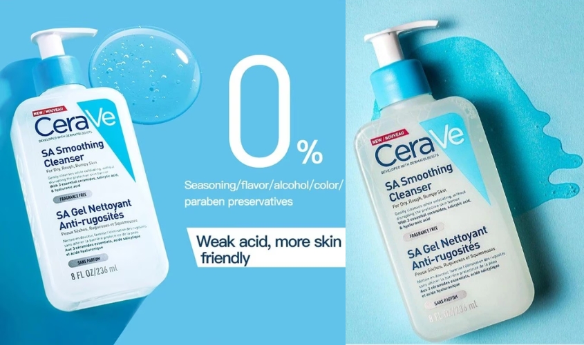 Sữa rửa mặt CeraVe SA Smoothing Cleanser dịu nhẹ dành cho da nhạy cảm