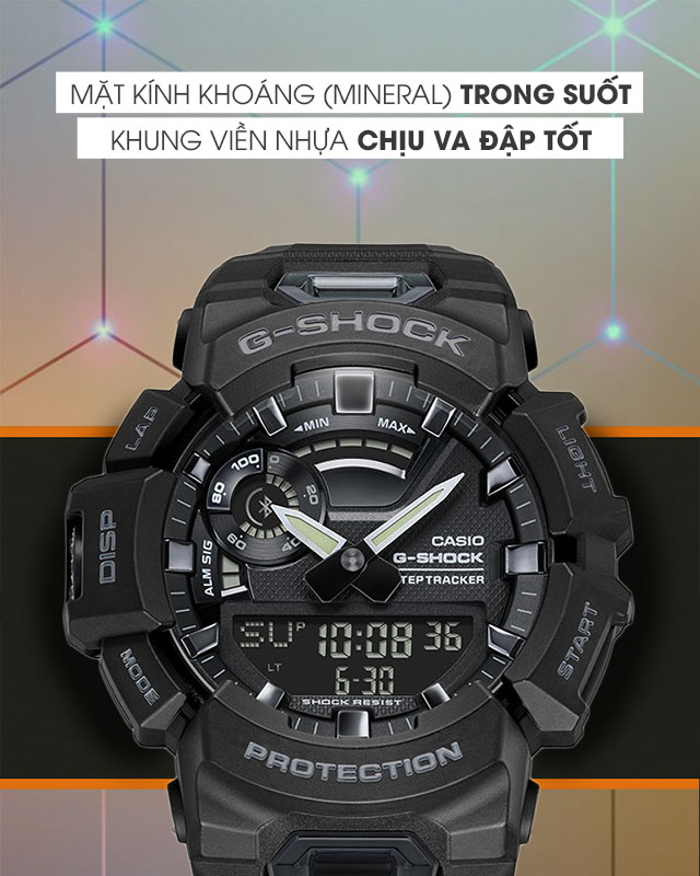 Đồng hồ G-SHOCK 48.9 mm Nam GBA-900-1ADR được làm bằng kính khoáng Mineral bền bỉ 