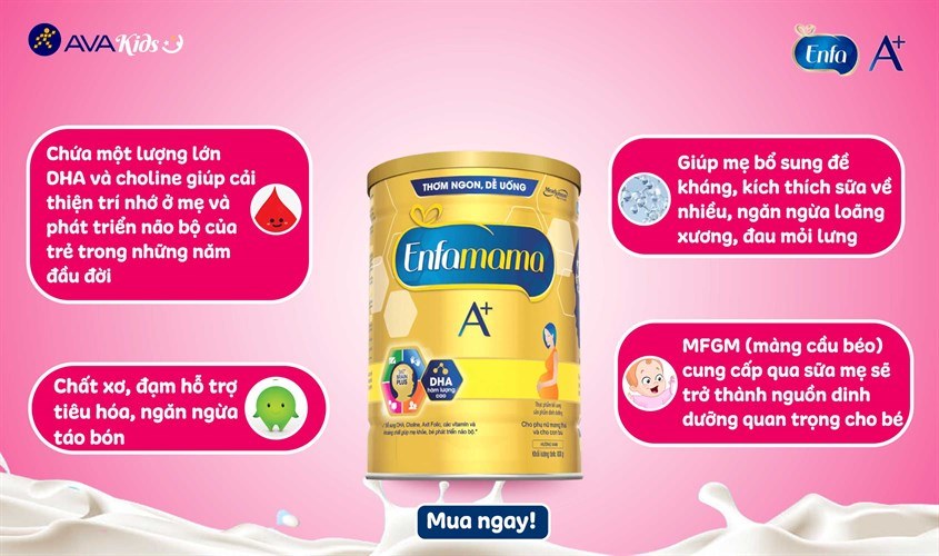 Sữa bầu Enfamama A+ 360° Brain Plus hương vani 830g