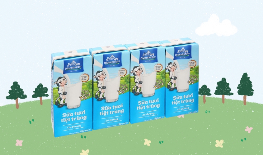 Lốc 4 hộp sữa tươi tiệt trùng Oldenburger ít đường 110 ml (từ 1 tuổi)