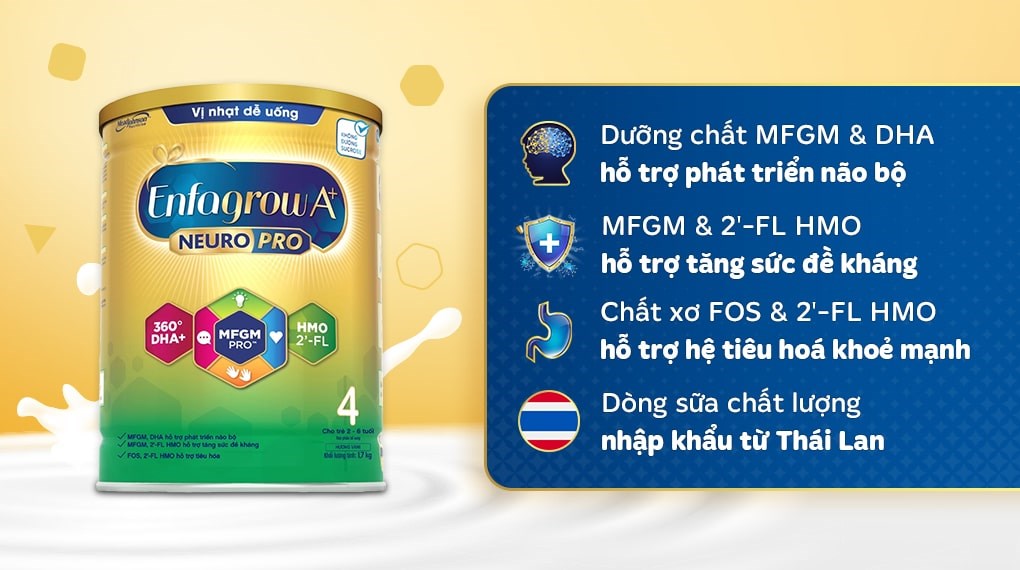 Sữa bột Enfagrow A+ Neuropro số 4 vị nhạt dễ uống 1.7 kg (2 - 6 tuổi)