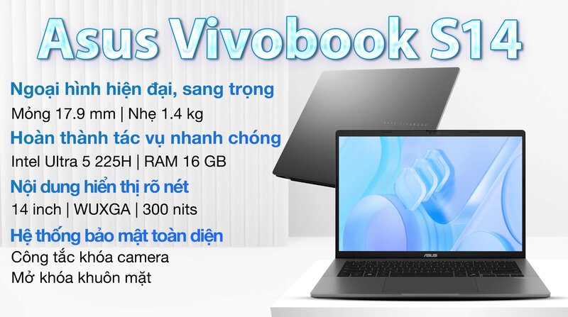 Asus Vivobook S14 S3407CA - LY095WS có pin 75Wh, dùng cả ngày trên giảng đường không cần mang sạc Asus Vivobook S14 S3407CA - LY095WS