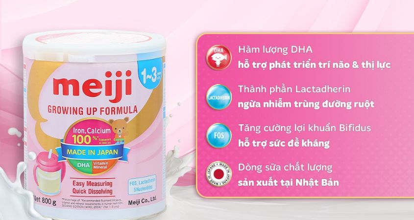 Sữa bột Meiji Growing Up Formula 800g (1 - 3 tuổi) - Giao bao bì ngẫu nhiên