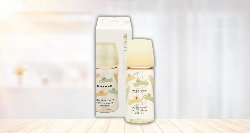 Bình sữa nhựa PPSU Moyuum cổ rộng thế hệ 3 270 ml - Hình mèo (từ 3 tháng)