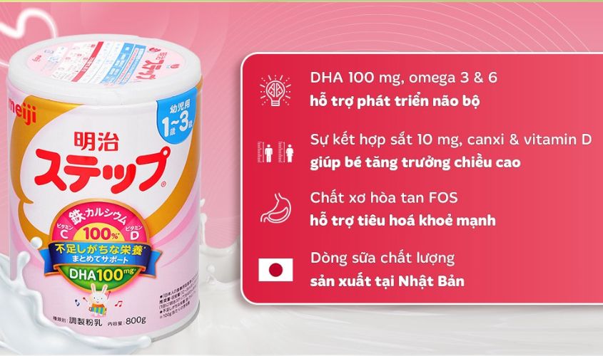 Sữa bột nội địa Nhật Meiji Step Milk có muỗng 800g (1 - 3 tuổi)