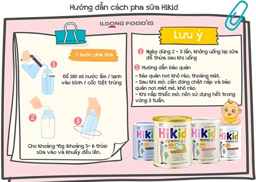 Cách pha sữa dê Hikid Hàn Quốc chi tiết đúng chuẩn