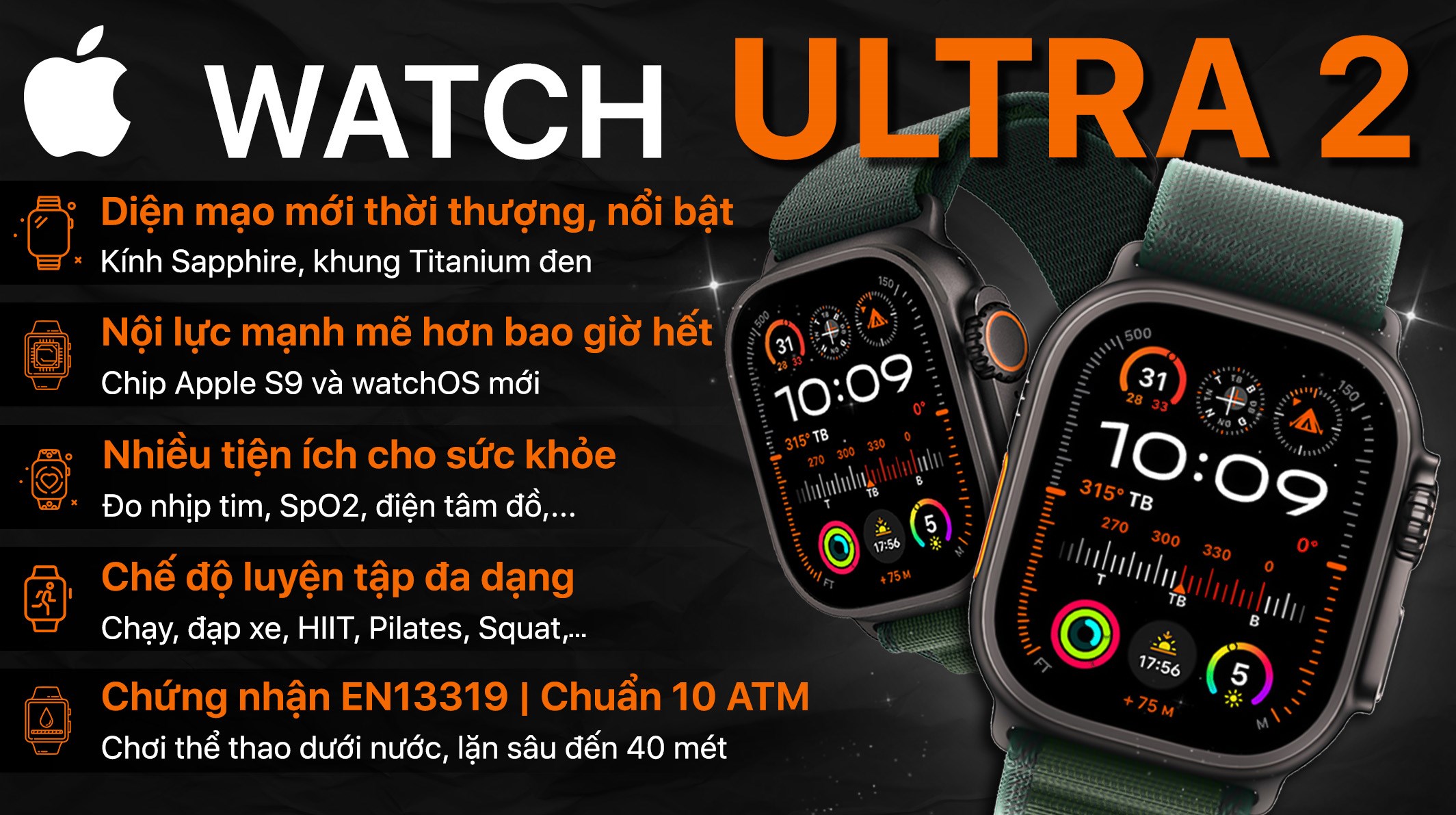 Apple Watch Ultra 2 với các tính năng an toàn và bền bỉ hàng đầu Apple Watch Ultra 2 với các tính năng an toàn và bền bỉ hàng đầu
