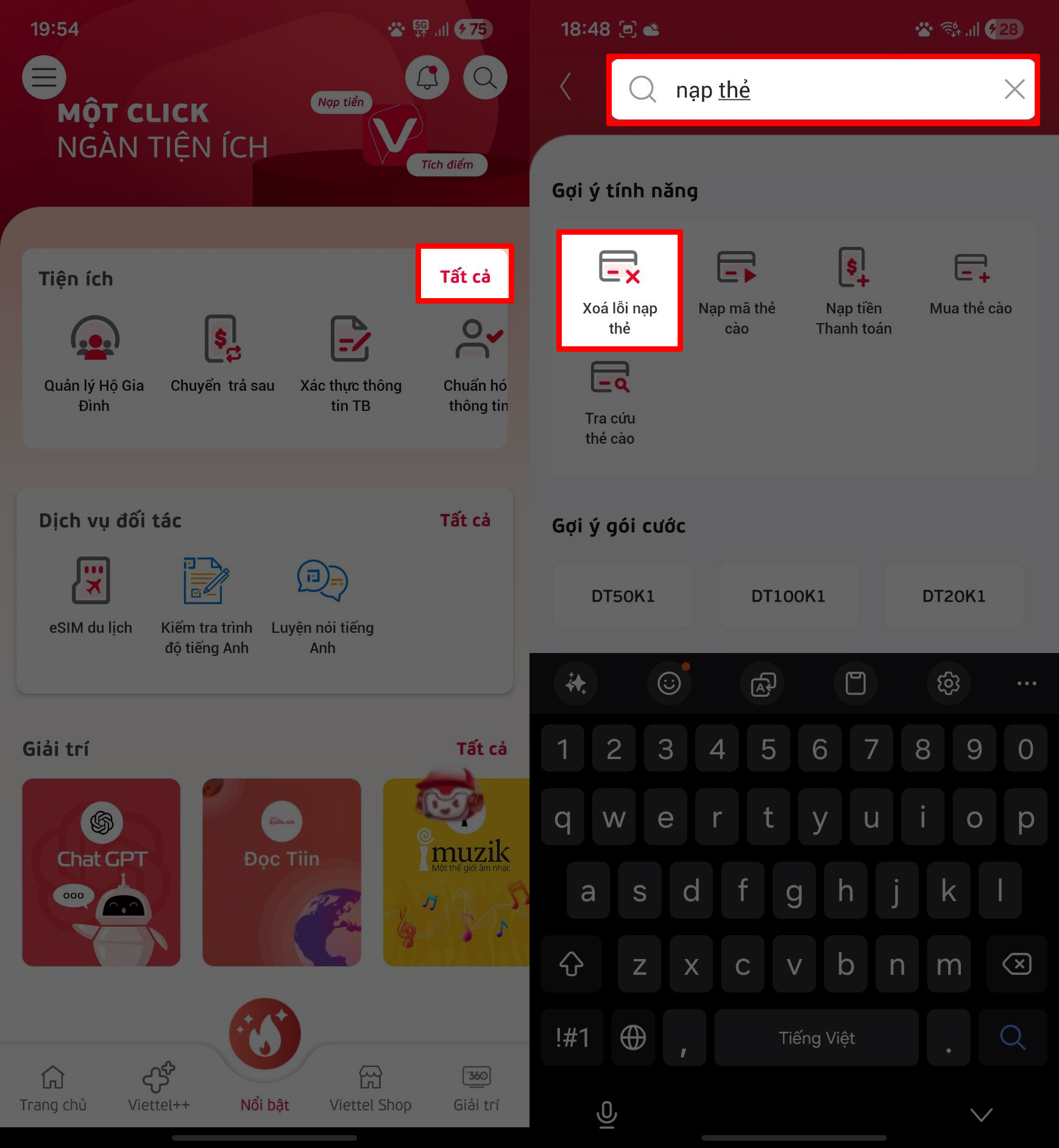 Cách mở khóa nạp thẻ SIM Viettel
