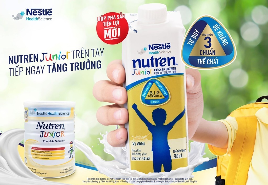 Sữa pha sẵn Nutren Junior hương vani 200 ml (1 - 10 tuổi)