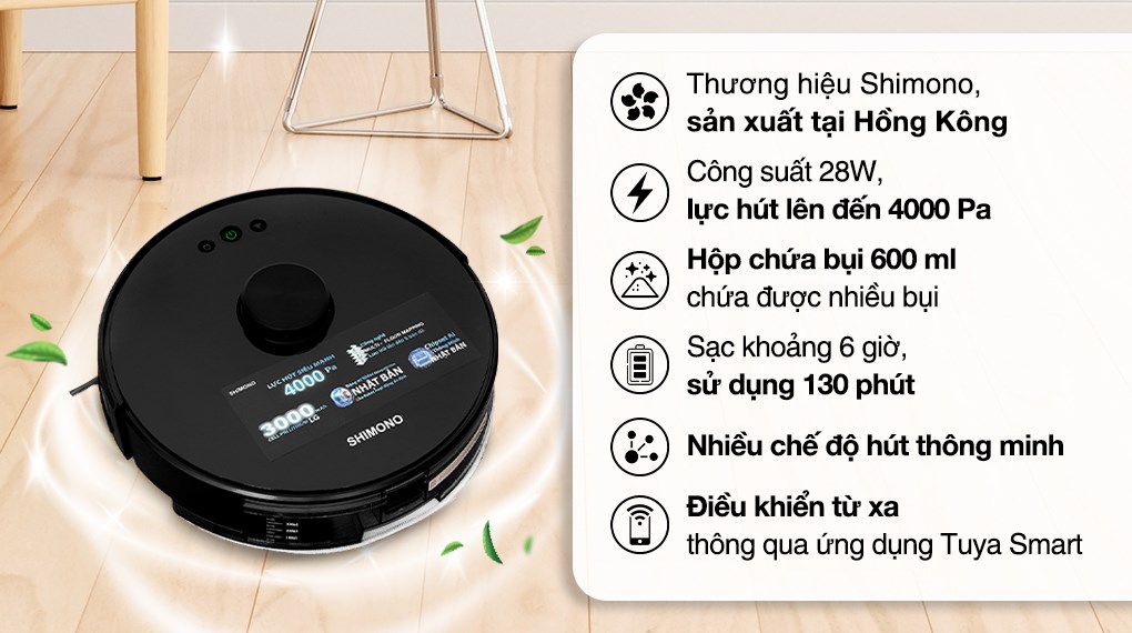 Robot hút bụi lau nhà Shimono XR530 được cài đặt tính năng tường ảo thông minh
