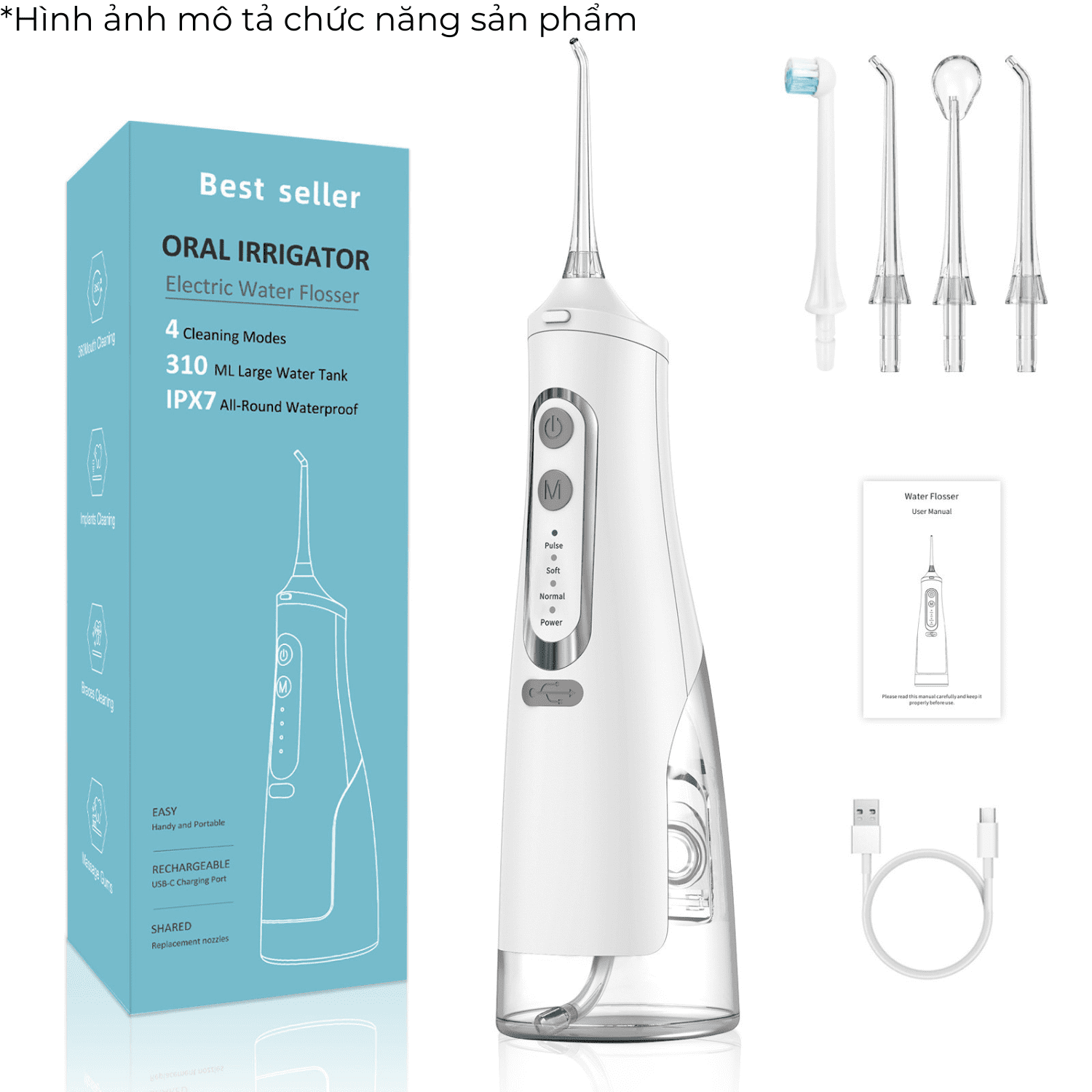 Tăm nước cầm tay Meilike M209 có kiểu dáng nhỏ gọn, tích hợp nhiều công nghệ hiện đại giúp làm sạch răng miệng tốt hơn