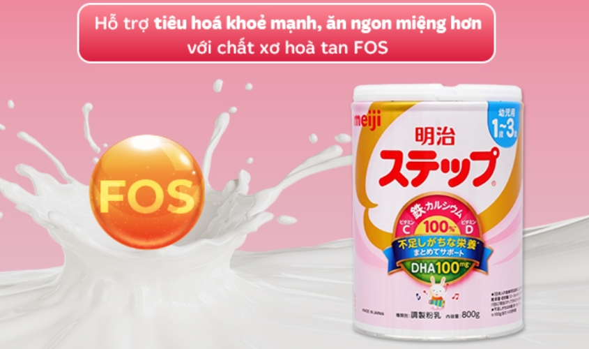 Sữa Meiji chứa FOS hỗ trợ tiêu hóa cho bé