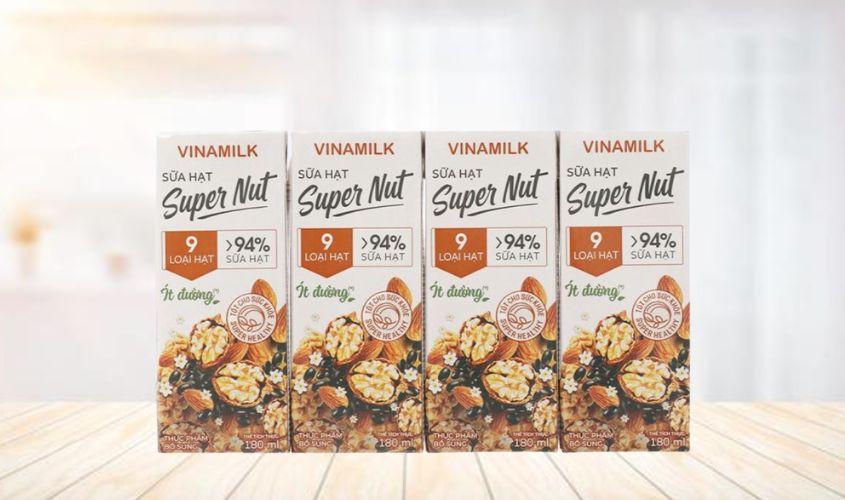 Lốc 4 hộp sữa hạt Vinamilk Super Nut 180 ml 