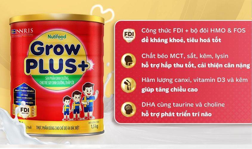 Sữa bột NutiFood GrowPLUS+ 1.5 kg (trên 1 tuổi)