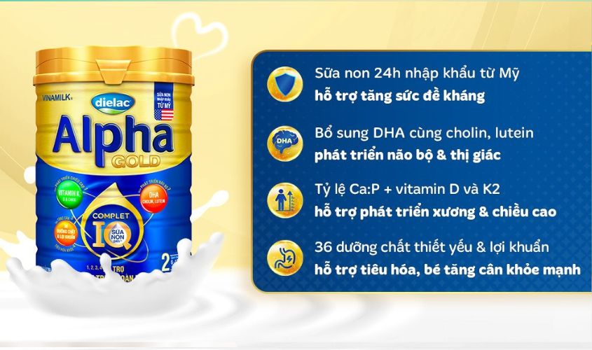 Sữa bột Dielac Alpha Gold IQ số 2 (sữa non) 800g (6 - 12 tháng)