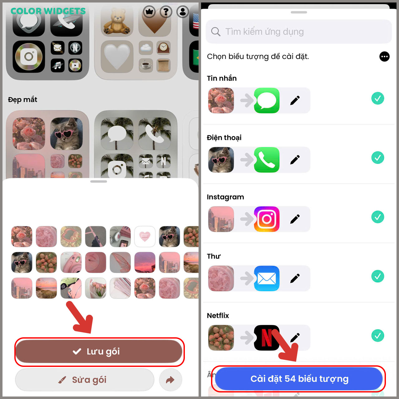 Lưu bộ icon v&agrave; c&agrave;i c&aacute;c biểu tượng mới l&ecirc;n iPhone
