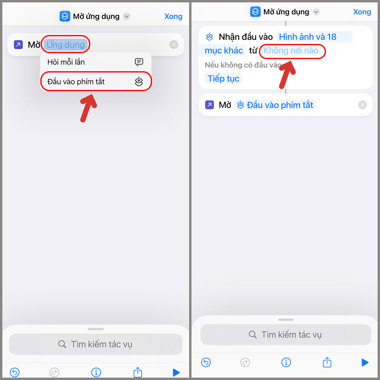 Thiết lập đầu v&agrave;o ph&iacute;m tắt trước khi tạo icon ứng dụng mới