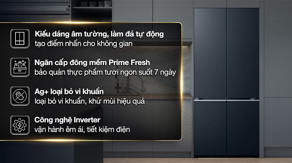 Tủ lạnh Panasonic Inverter 510 lít Multi Door NR-X561GB-VN thiết kế âm tường sang trọng